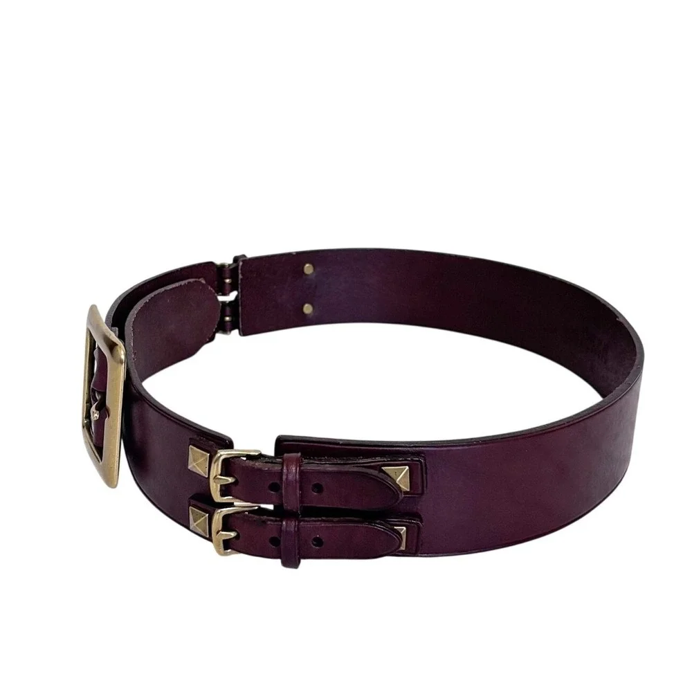 Ralph Lauren Equestrian Leather Brass Belt Womens M Brown Double Buckle Bridle